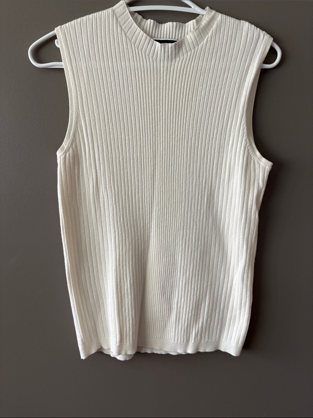Ribbed Sleeveless Tank Top - Cream